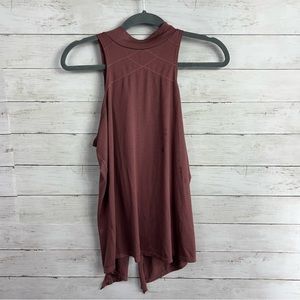 Prana Mauve High Neck Tie Back Tank